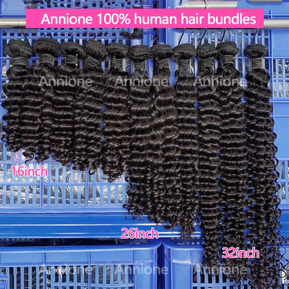 Curly Deep Wave Human Hair Bundles 30 32 Inch 4/3/1PCS Bundles Raw Hair 100% human hair Brazilian Hair Bundle Weaving Extensions