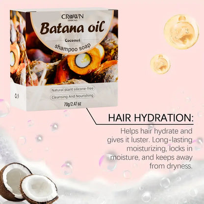 2-in-1 Natural Anti-Hair Loss Shampoo Bar with Batana and Rosemary – Controls Oil, Strengthens Roots, Vegan & Long-Lasting