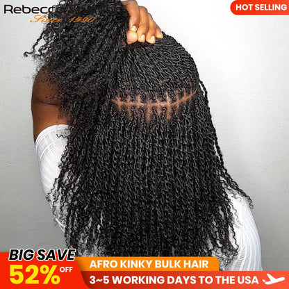 Soft and Lightweight Afro Kinky Bulk Hair – 100% Human Hair with Natural Texture, Comfortable & Long-Lasting Use 16A Virgin Hair