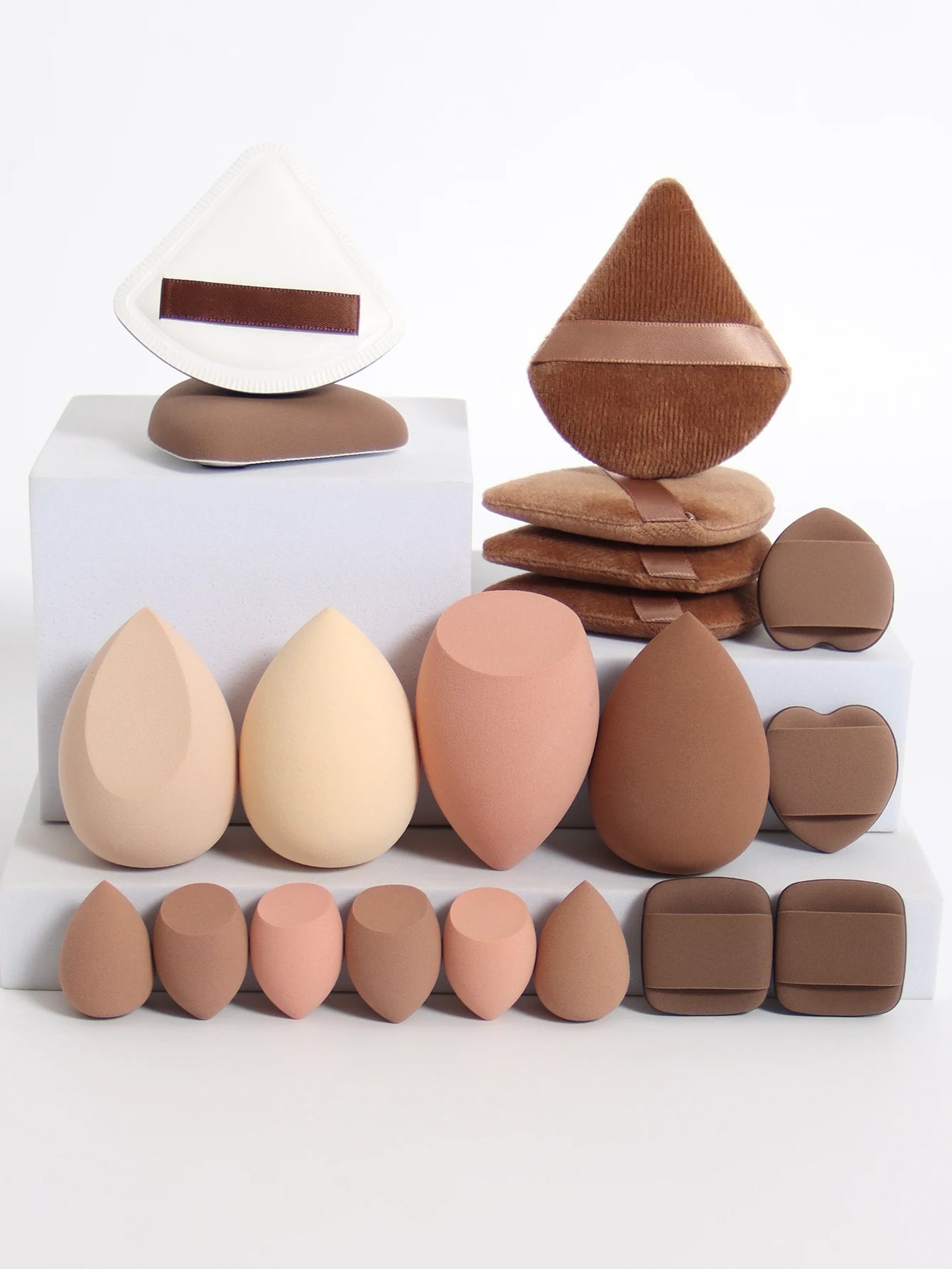 20 Pcs Pink Makeup Sponge and Makeup Puff Set Suitable for Face Cream and Powder Concealer Powder Makeup Machine