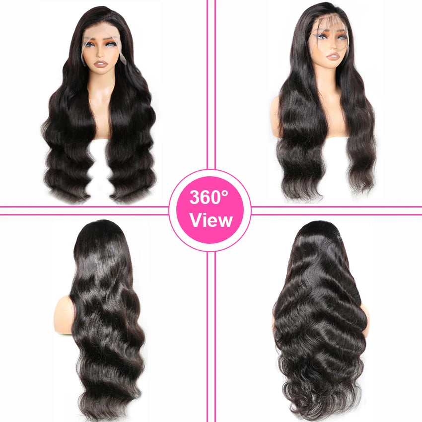 Body Wave 13x4 Lace Front Wigs Brazilian Human Remy Hair 13x6 HD Transparant Swiss Lace Frontal Wig 180% Density Pre Plucked