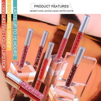 1PC Velvet Matte Lipstick Lip Gloss Light Red Liquid Lip Tint Cream Pigment Long Lasting Silky Texture Lips Women's Cosmetics