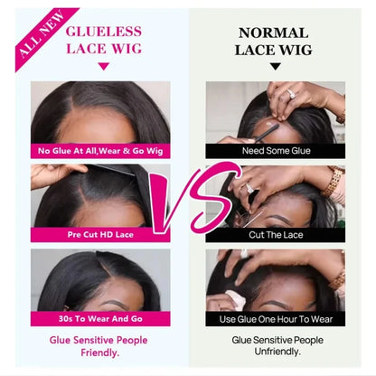 Pre Cut No Glue 4x6 Bone Straight Glueless Wig Human Hair 5x5 Ready To Wear Brazilian Lace Front Wigs For Women Preplucked Bling