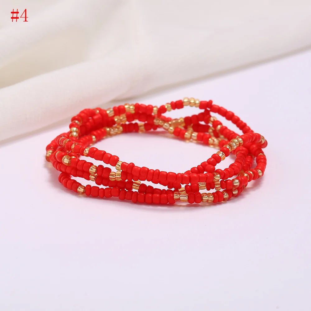 New Fashion Multi-layer Handmade Colored Rice Beads Beach Chain Summer Popular Waist Chain Women BD7051