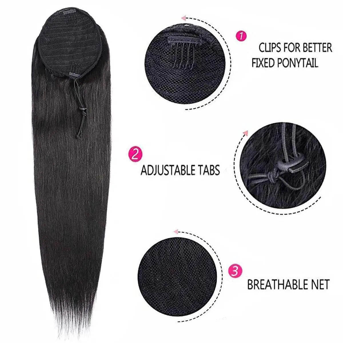100% Human Hair Drawstring Ponytail Extension Water Wave Straight Kinky Curly Corn Wave Ponytail Clip in Ponytails Extensions