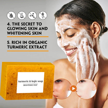 Turmeric Kojic Acid Glow Soap Dark Spot Acne Removal Even Skin Tone Mositen Smooth Skin Deep Cleansing Handmade Soap