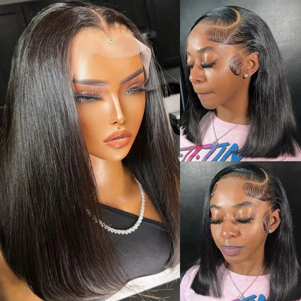 10-16inch Short Straight Bob Wig  Straight Brazilian 100% Human Hair Bobo 13x4 Lace Frontal Wig Bobo Medium Straight Hair