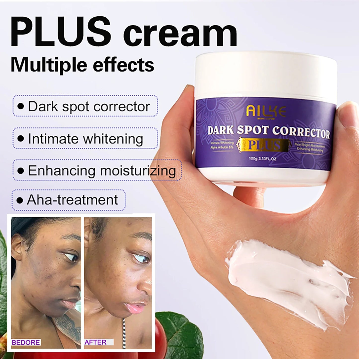 AILKE Premium Skin Lightening Cream - Dark Spot Corrector for Uneven Skin Tone - Face, Body, Underarm, Knees, Elbows, Knuckle
