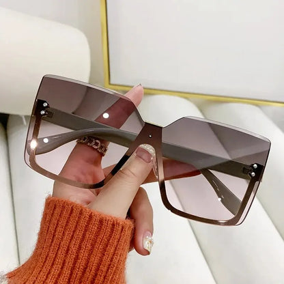 New European And American Style Half-frame Metal Sunglasses Fashion Slim Women's Sunglasses Anti-uv Glasses