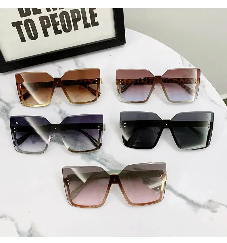 New European And American Style Half-frame Metal Sunglasses Fashion Slim Women's Sunglasses Anti-uv Glasses