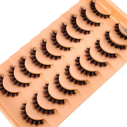 10Pairs 3D Mink Lashes Cilios Fluffy Soft Beauty Natural Short Mink Fake Eyelashes Classic Thick Reusable Makeup False Eyelashes