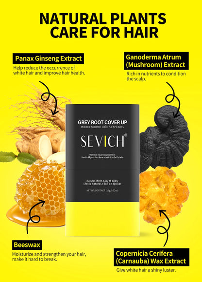 SEVICH 3 Colors Hair Coloring Stick Quickly Covers Gray White Hair Concealer Waterproof Hairline Instant Covering Hair Dye Stick