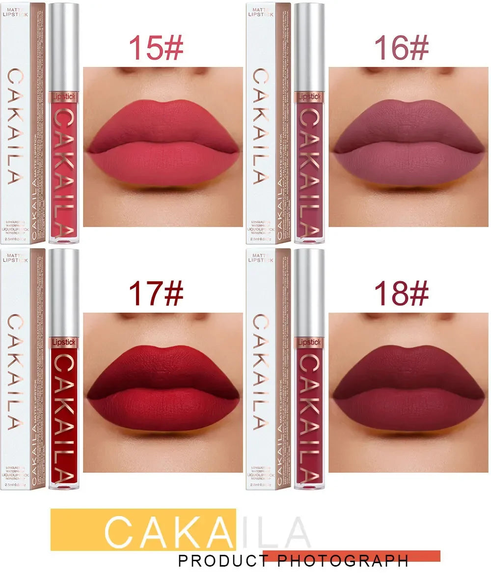 1PC Velvet Matte Lipstick Lip Gloss Light Red Liquid Lip Tint Cream Pigment Long Lasting Silky Texture Lips Women's Cosmetics