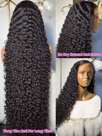 13x6 HD Transparent Loose Deep Wave Frontal Wig 250 Density 13x4 Lace Front Wig Human Hair Brazilian Raw 30 40 Inch Curly Wigs