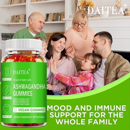DAITEA Ashwagandha Gummies - Reduces Stress and Anxiety, Supports Heart, Joints, Immunity and Energy, Vegetarian