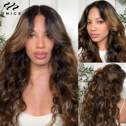 UNice Hair Reddish Brown Body Wave Bundles With 4x4 Closure 100% Human Hair 2/3/4 PCS Bundles And Closure Can Make 250% Lace Wig