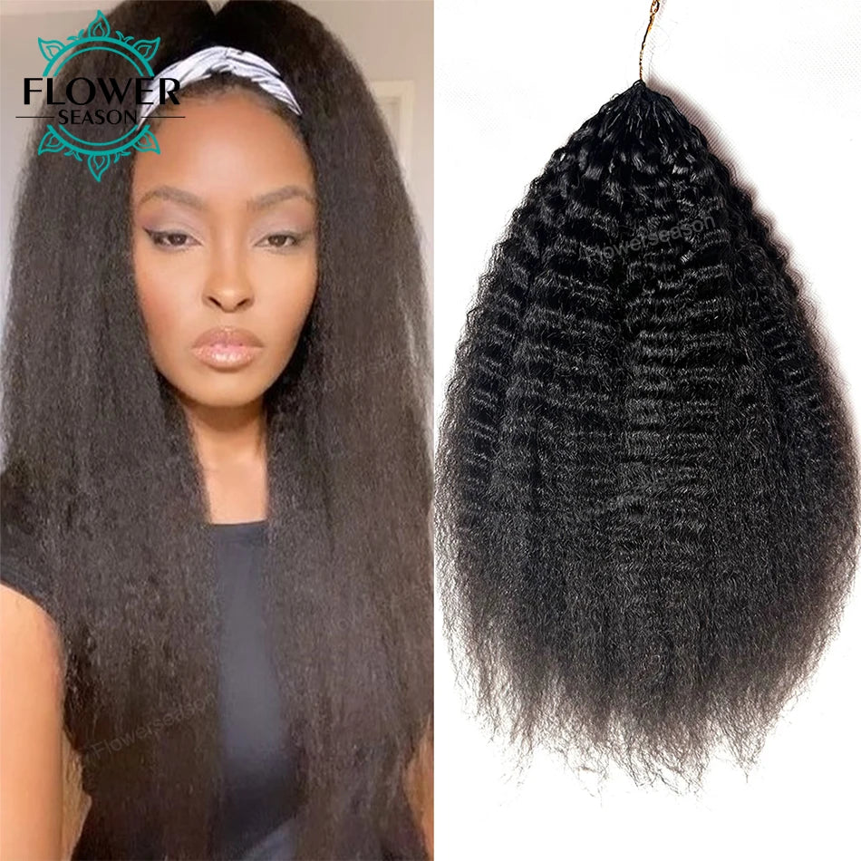 Kinky Straight Crochet Human Hair Extensions Knotless Pre-Separated Crochet Hair Reusable 60g 50strands Natural Black for Women