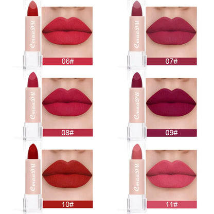 1PC Matte Nude Lipstick Waterproof Long Lasting Non-stick Cup Sexy Red Pink Velvet Lipsticks Women Makeup Cosmetic 15 Colors