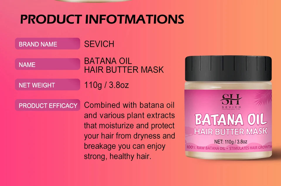 Natural 100% Pure Batana Oil For Hair Growth Butter Hair Mask Traction Alopecia Anti Hair Loss Baldness Treatment For Men Women
