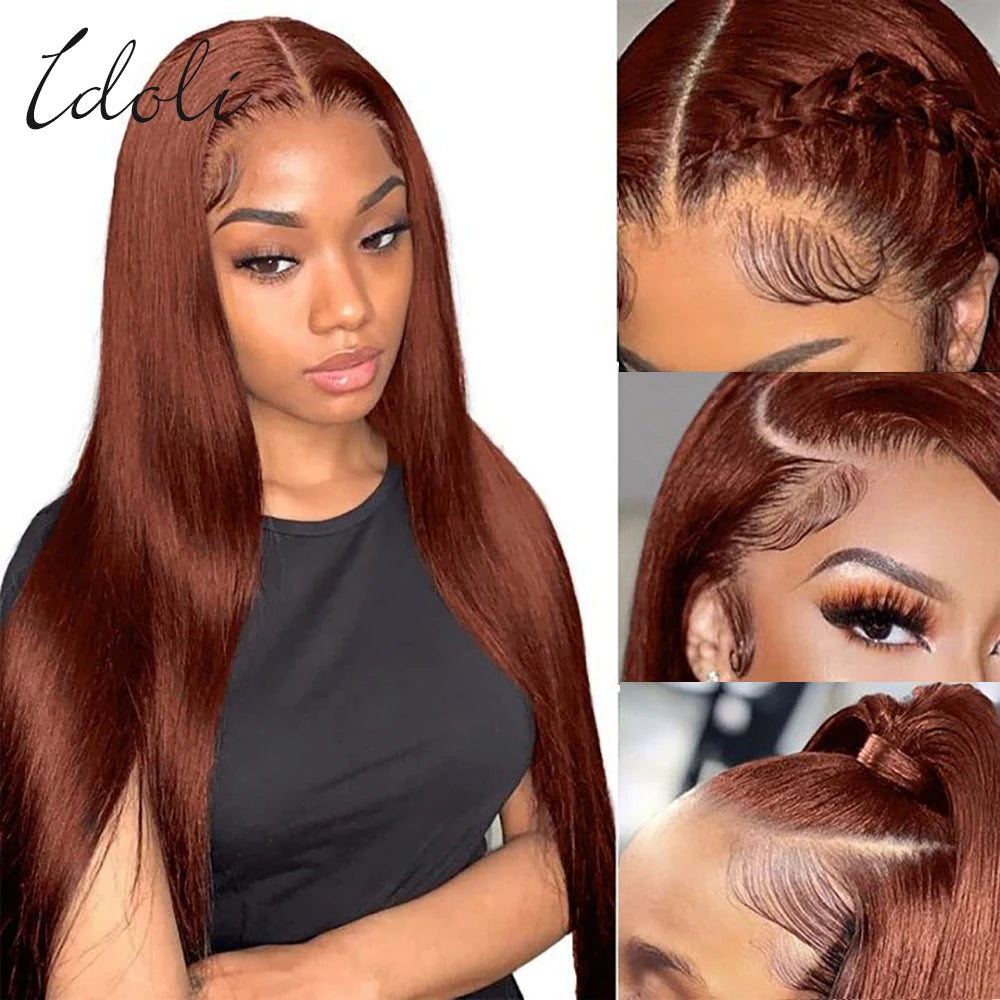 Reddish Brown Lace Front Wigs Human Hair For Black Women 13x4 13X6 Straight Lace Front Wigs Cooper Red Glueless Wigs