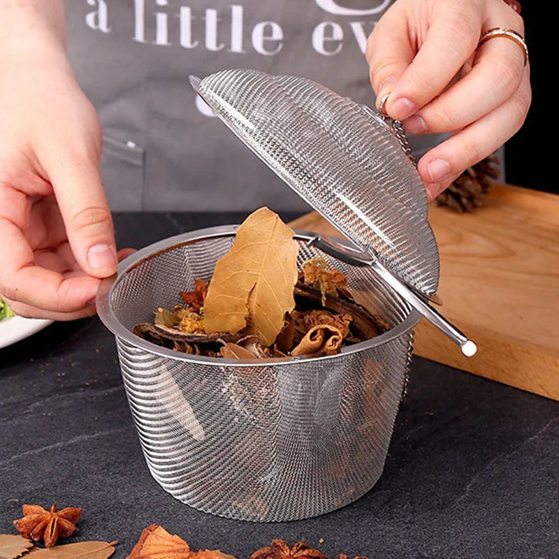 Herbal Ball Tea Spice Strainer Durable Silver Reusable Stainless Mesh Teakettle Locking Tea Filter Infuser Spice Kitchen 5 Sizes