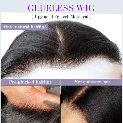 9x6 Wear and Go Glueless Wigs Human Hair Pre Plucked Pre Cut 1B/30 Highlight Ombre Lace Front Wigs Body Wave Human Hair Wigs