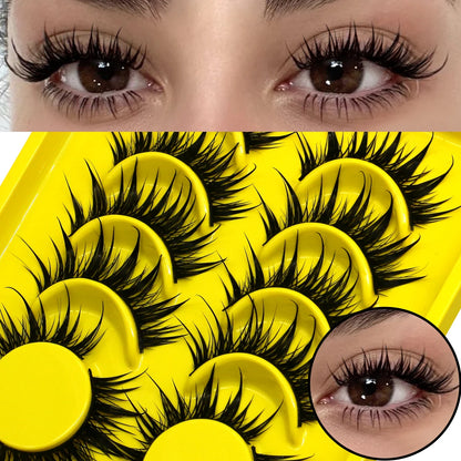 GROINNEYA Manga Lashes Cat Eye Lashes 3D Natural False Lashes Fluffy Soft Cross Wispy Natural Eyelash Extension Makeup