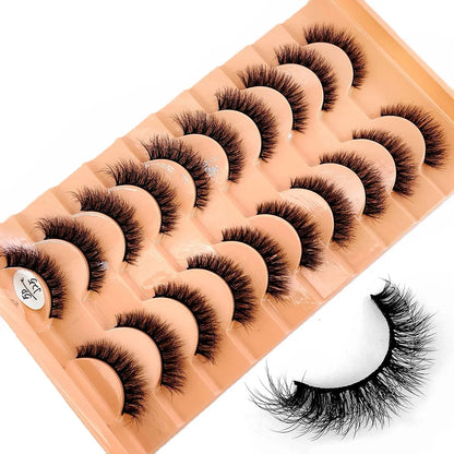 10Pairs 3D Mink Lashes Cilios Fluffy Soft Beauty Natural Short Mink Fake Eyelashes Classic Thick Reusable Makeup False Eyelashes