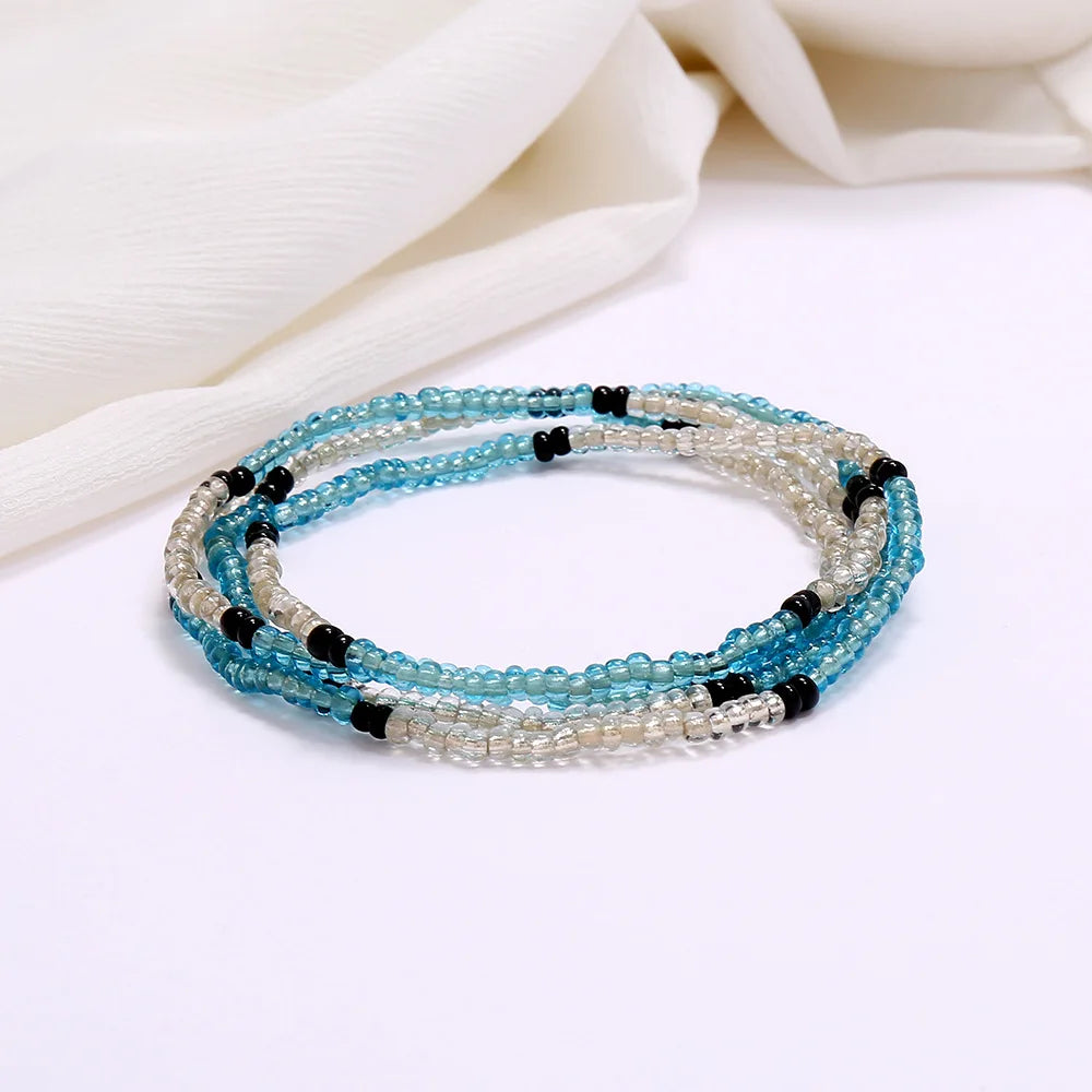 New Fashion Multi-layer Handmade Colored Rice Beads Beach Chain Summer Popular Waist Chain Women BD7051