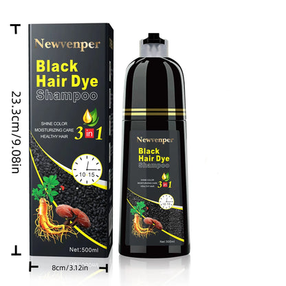 500ML/14.9 Fl.oz Black Hair Dye shampoo Coloring in Minutes Natural & Long Lasting Hair Dye Shampoo  Men & Women Hair turn Black