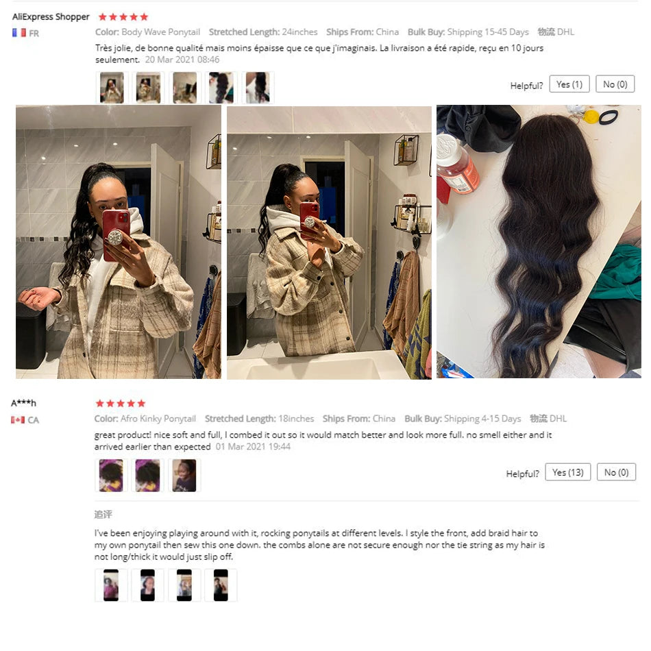 Alibele Mogolian Afro Kinky Curly Drawstring Ponytail Human Hair Extensions 4B 4C Remy 10-28inch Long Clip In Ponytail Extension