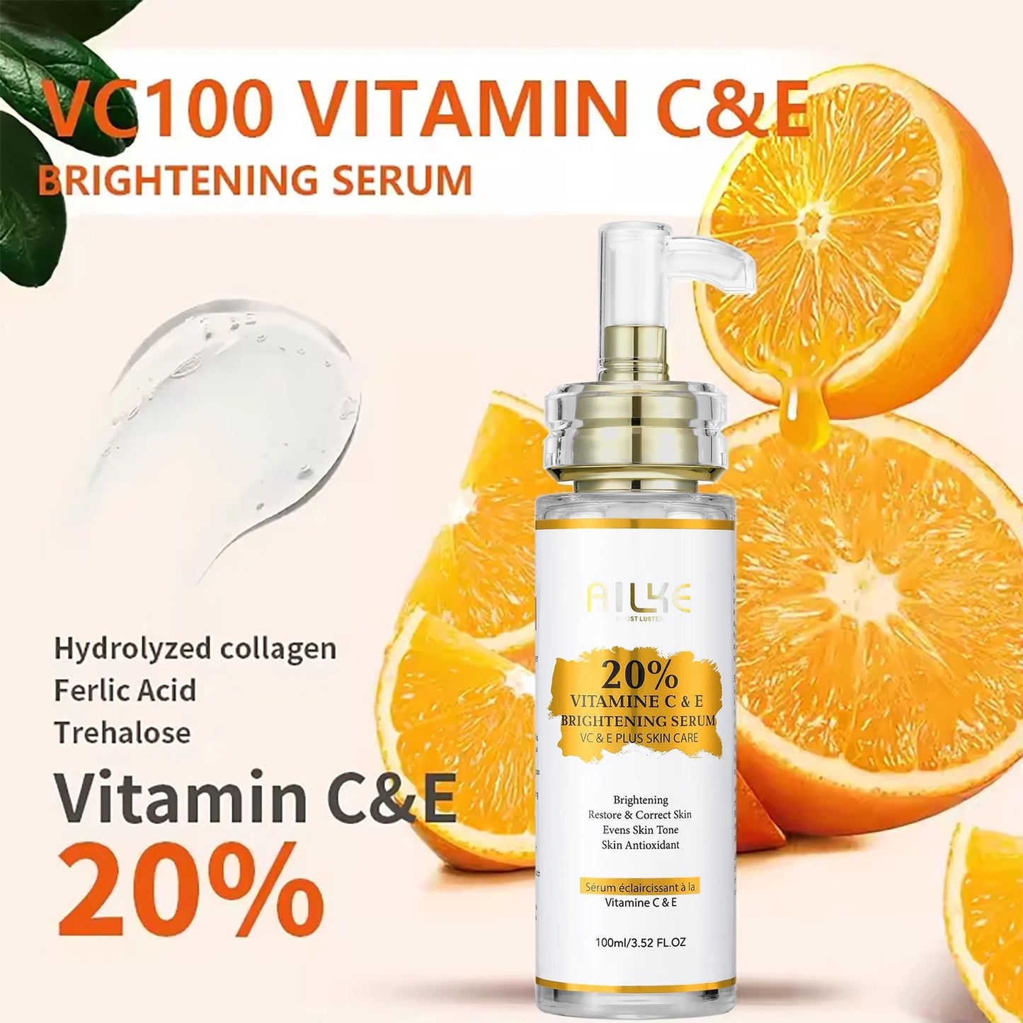 AILKE Vitamin C Skin Care Set, with Lightening Body Lotion, Even Skin Tone Cream, Whitening Serum, Brightening Soap