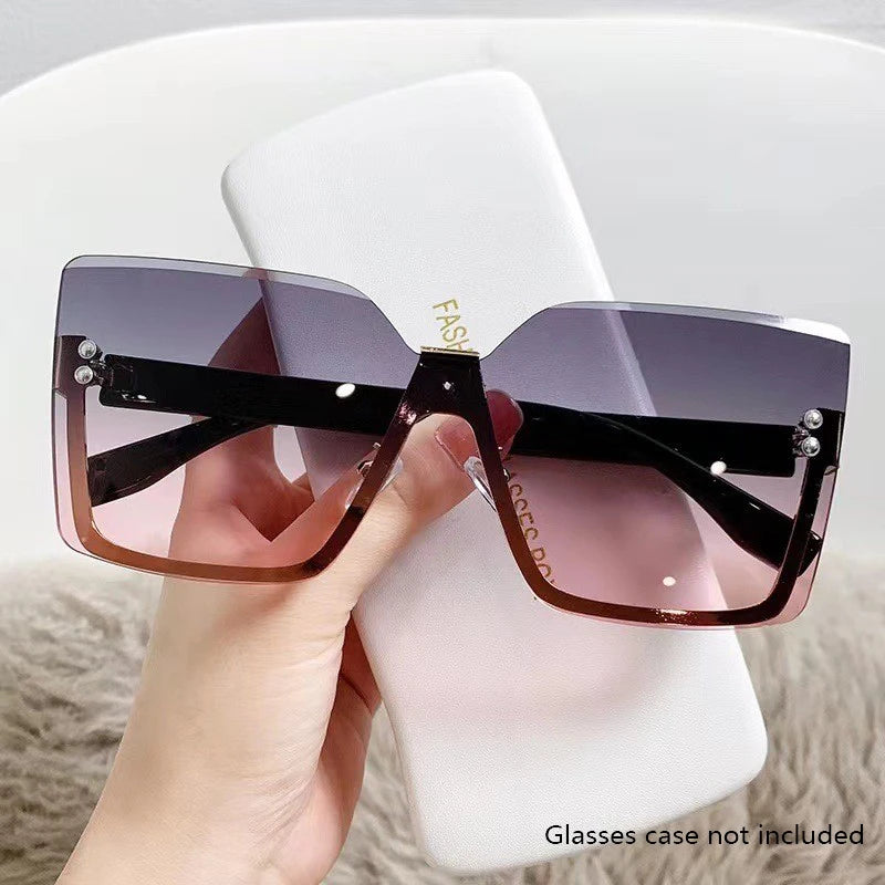 New European And American Style Half-frame Metal Sunglasses Fashion Slim Women's Sunglasses Anti-uv Glasses
