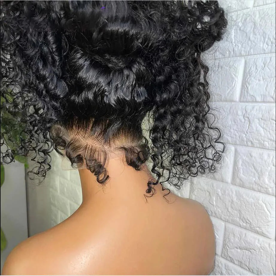 180 Density 26 inch Long Soft Black Kinky Curly Preplucked Lace Front Wig For Women Natural Hairline Wig With Baby Hair Glueless