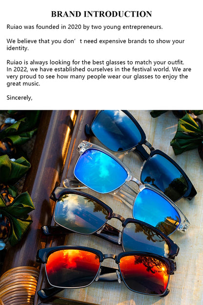 Ruiao 2025 rimless sunglasses UV400 fashion square metal glasses for men women designer man's brand sun shades for outdoor