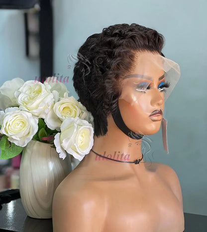 613 Blonde Pixie Cut Short Bob Loose Wave Human Hair Wigs Chocolate Brown Short Bob 13x4 Transparent Lace Front Wigs Preplucked