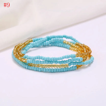 New Fashion Multi-layer Handmade Colored Rice Beads Beach Chain Summer Popular Waist Chain Women BD7051