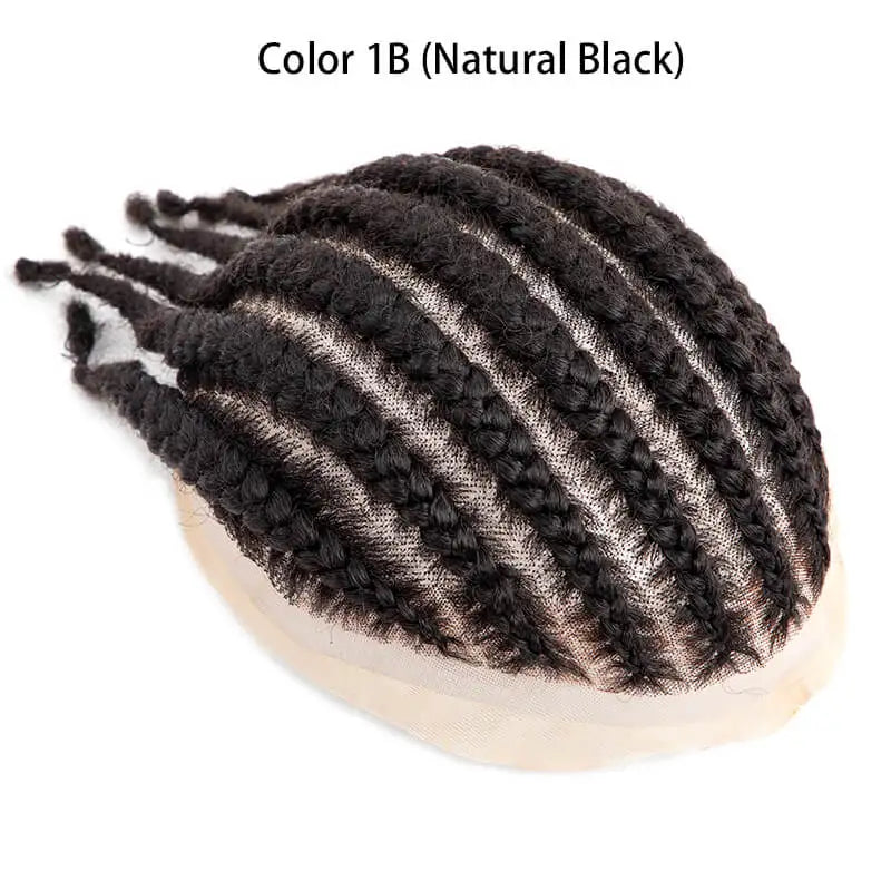 8 Cornrow Braids Full Lace Base Toupee Men's Wig Male Hair Prosthesis Crochet Braids Lace Wigs Human Hair Systems For Black Men