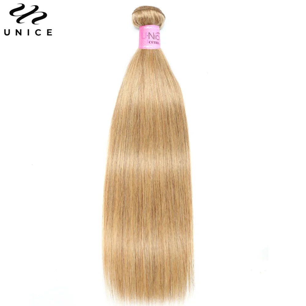 UNice Hair #27 Blonde Human Hair Bundles Straight Human Hair Bundles 100gram Per Bundle 1 Bundle and 3 Bundles Deal