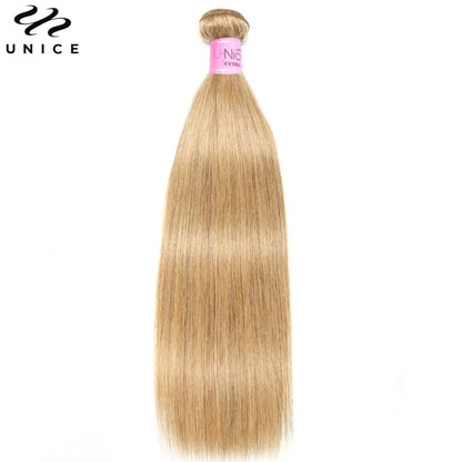 UNice Hair #27 Blonde Human Hair Bundles Straight Human Hair Bundles 100gram Per Bundle 1 Bundle and 3 Bundles Deal