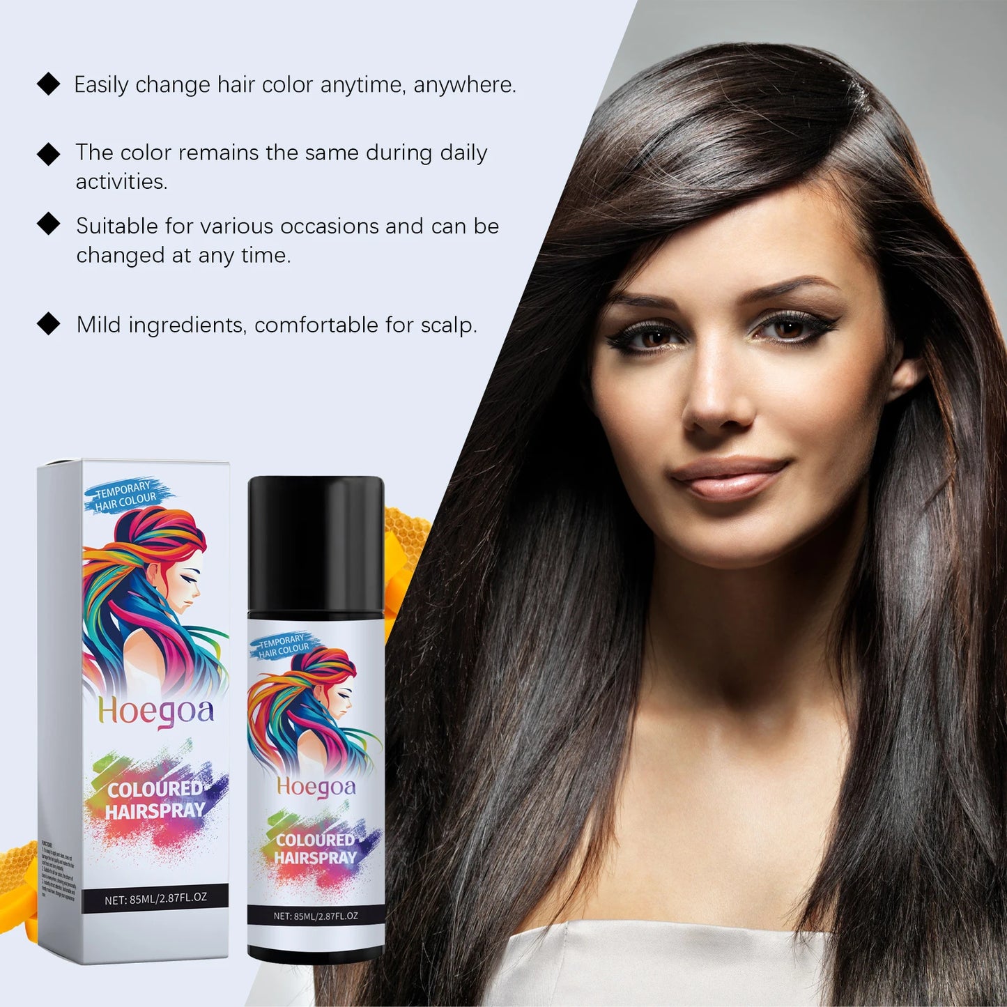 Temporary Hair Dye Fast Remove White Hair Promote Black Hair Coloring Products Anti Rough Frizziness Disposable Hair Color Spray