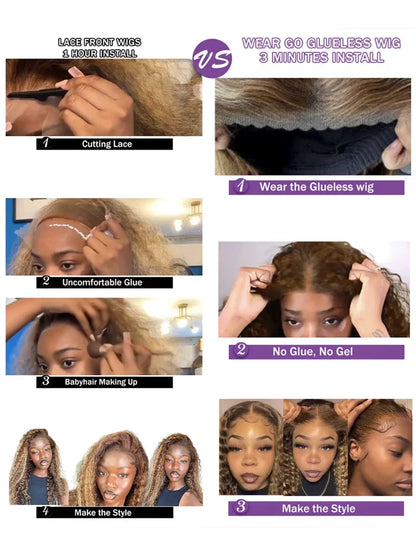 Loose Deep Wave Wig Human Hair Ready To 13x4/13x6 Lace Closure Curly Highlight Ombre 4/27 Preplucked Hairline Pre Cut