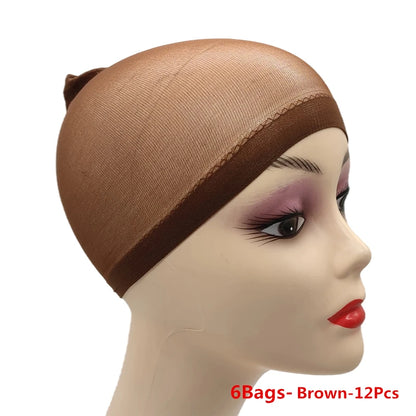 1/6/12bags Ventilated Nylon Mesh Nude Stocking Wig Cap Hairnets Stretchy Close End Super Extra Thin Skin Breathable Wig Cap