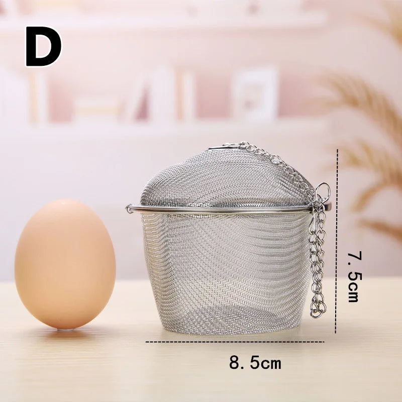 Herbal Ball Tea Spice Strainer Durable Silver Reusable Stainless Mesh Teakettle Locking Tea Filter Infuser Spice Kitchen 5 Sizes