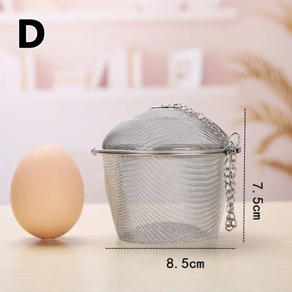 Herbal Ball Tea Spice Strainer Durable Silver Reusable Stainless Mesh Teakettle Locking Tea Filter Infuser Spice Kitchen 5 Sizes