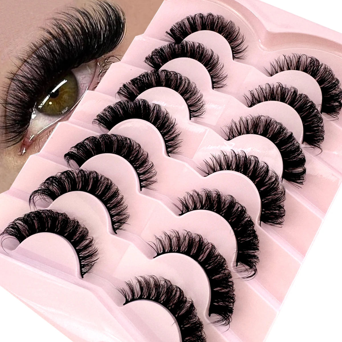 7 Pairs Russian Strip Lashes DD Curl Lashes Pack Fluffy False Lashes russian Lashes Pack Fluffy False Lashes russian extensions