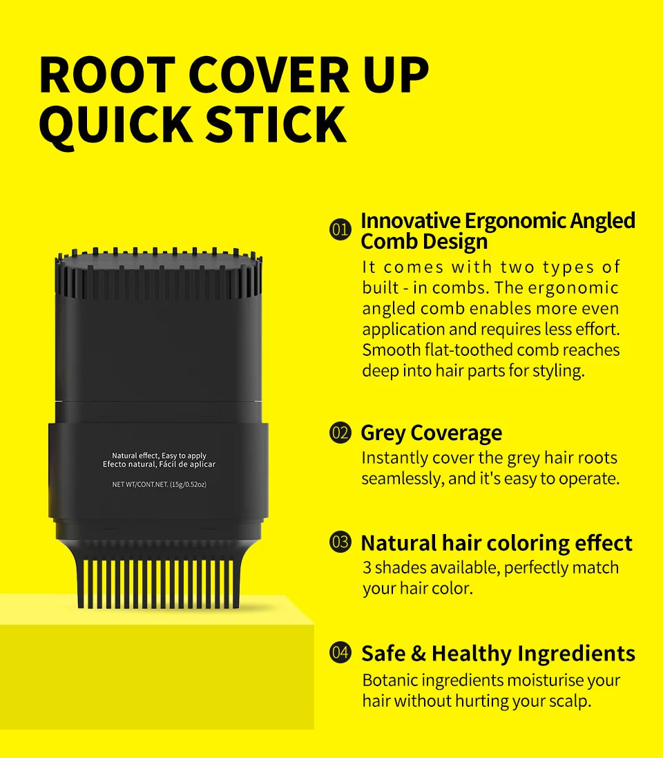 SEVICH 3 Colors Hair Coloring Stick Quickly Covers Gray White Hair Concealer Waterproof Hairline Instant Covering Hair Dye Stick