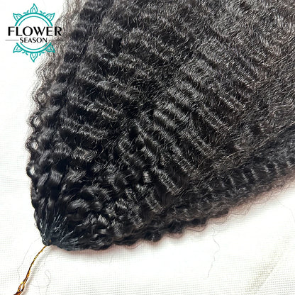 Kinky Straight Crochet Human Hair Extensions Knotless Pre-Separated Crochet Hair Reusable 60g 50strands Natural Black for Women