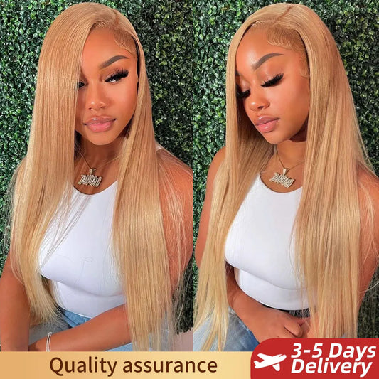 13X6 HD Lace Front Human Hair Wigs #27 Honey Blonde Colored Lace Frontal Wigs Brazilian Straight Transparent Lace Wigs For Women
