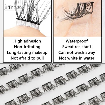 DIY 100 Cluster Self Adhesive Eyelashes Natural Long Fake Eyelash Extension NO Glue Needed Individual Lashes Makeup Tools Cils